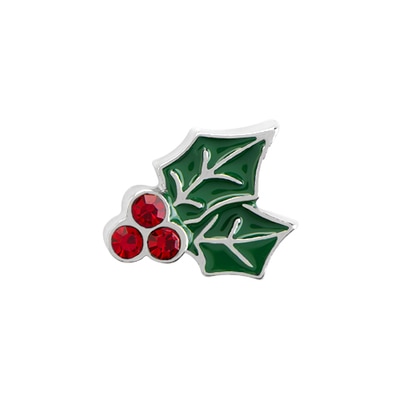 CH3105 Retired Holly Charm with Red Crystals for Berries