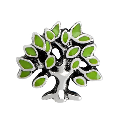 CH3137 Retired Green and Silver Tree of Life Charm