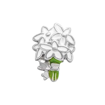 CH3153 Bouquet of White Wedding Flowers Charm