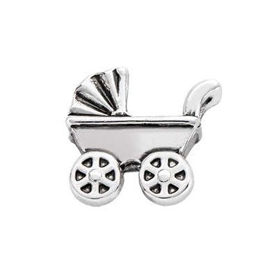 CH3156 Silver Baby Stroller Charm
