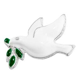 CH3188 Retired White Dove with Olive Branch Charm