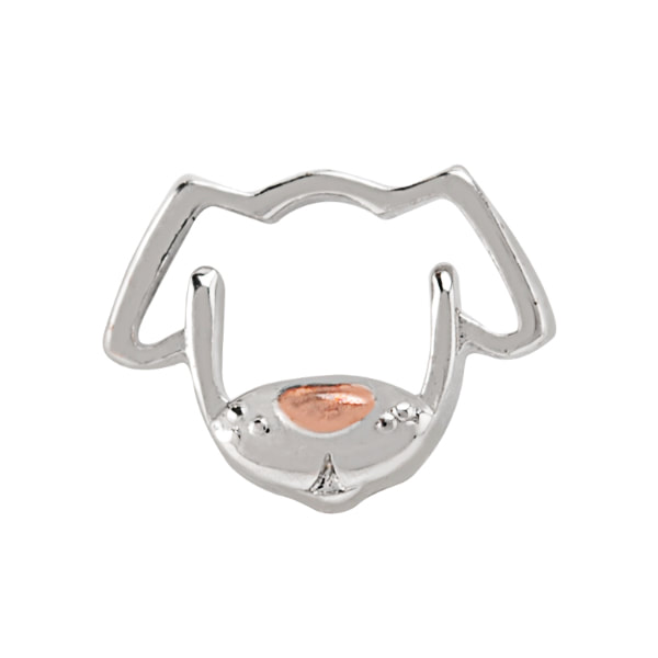 CH3221 Silver Cut-Out Dog Charm with a pink nose