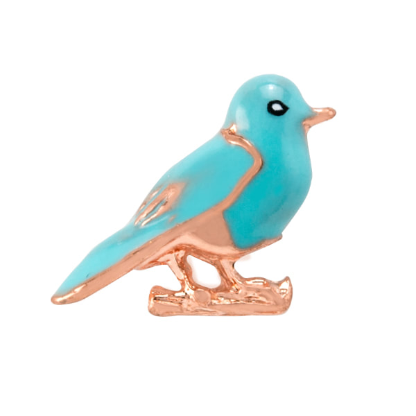 CH3231 Blue Bird Charm with Rose Gold Accent