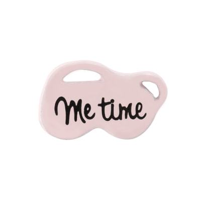 CH3234 Pink Eye Mask charm that says "Me Time"