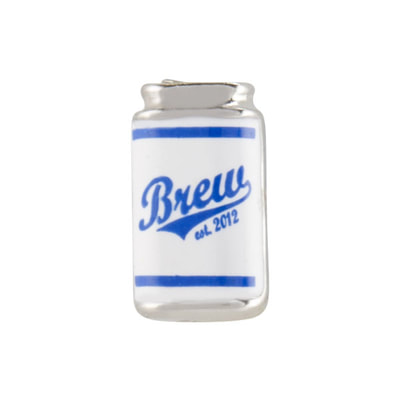 CH3252 Retired Can of "Brew" Beer Charm in Blue & White