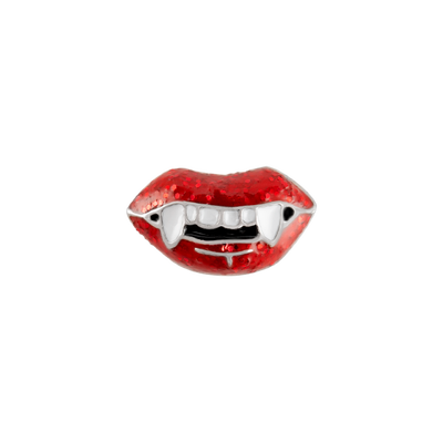 CH3262 Retired red sparkle dracula fangs charm for halloween