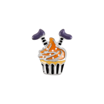 CH3263 Retired halloween cupcake with witches legs sticking out charm