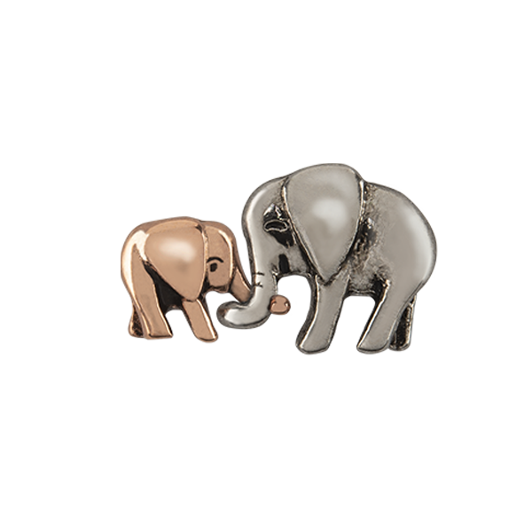 CH3309 Silver and Rose Gold Elephant Set of 2 Charms