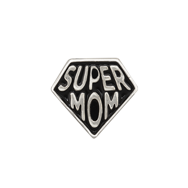 CH3312 Retired Silver "Super Mom" Badge Charm