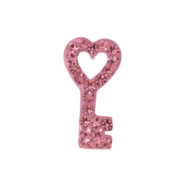 CH3369 Pave pink crystal heart key charm