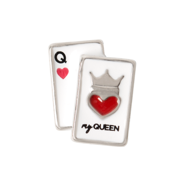 CH3372 Retired Queen of Hearts Playing Cards Charm