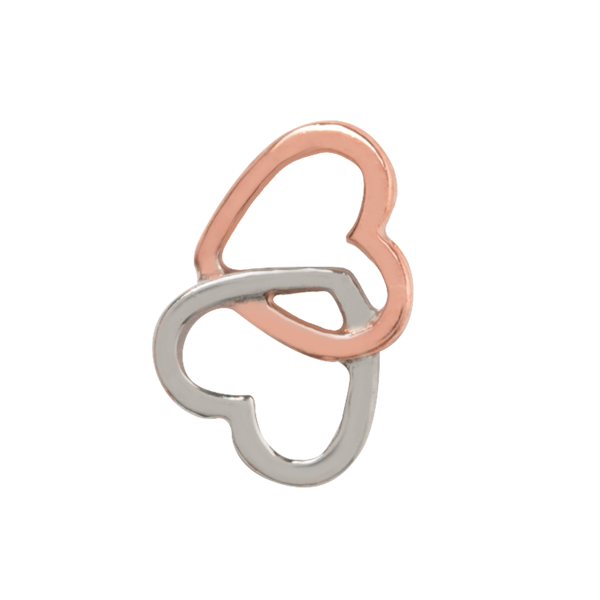 CH3375 Rose gold and silver linking hearts charm