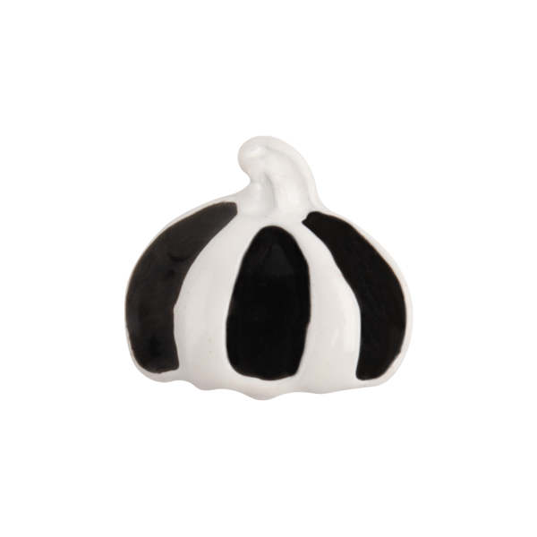 CH3424 Black & White Pumpkin 2-sided.  One side stripes, other side polka dots