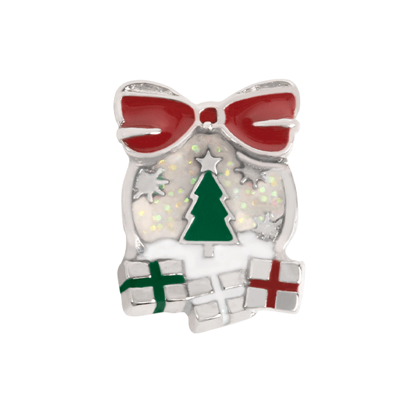 CH3440 Snowglobe Charm with tree, presents and a bow. New for 2020