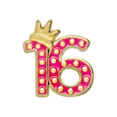 CH4021 Retired Sweet 16 Charm in Pink and Gold