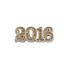 CH4037 Retired "2016" Charm in a Gold Sparkle