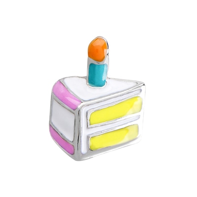 CH4039 Slice of Birthday Cake Charm with 1 Candle