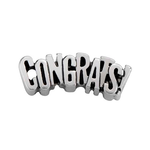 CH4041 Retired Silver "Congrats" Charm