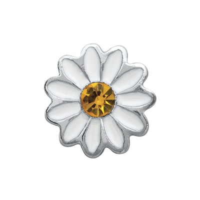 CH4103 Retired White Enamel Daisy with Yellow Crystal Center Charm