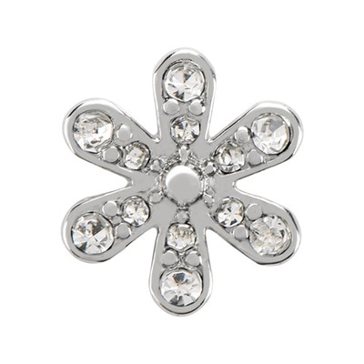 CH4128 Retired Silver Crystal Pave Flower Charm