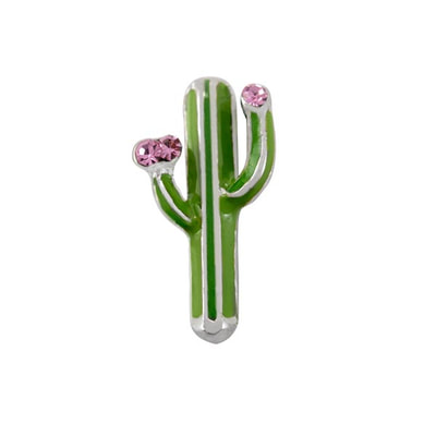 CH4134 Saguaro Cactus Charm with Pink Crystals