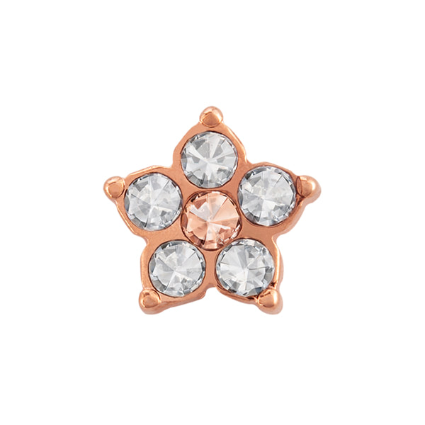 CH4152 Retired Rose Gold Crystal Daisy Charm with 5 Clear Crystals and a Blush Pink Crystal Center