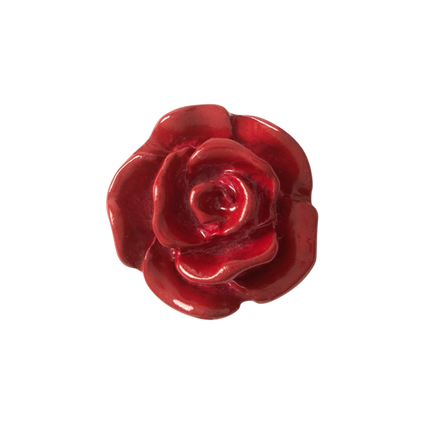 CH4160 Retired Ruby Red Resin Rose Charm. 2nd Generation Resin Rose