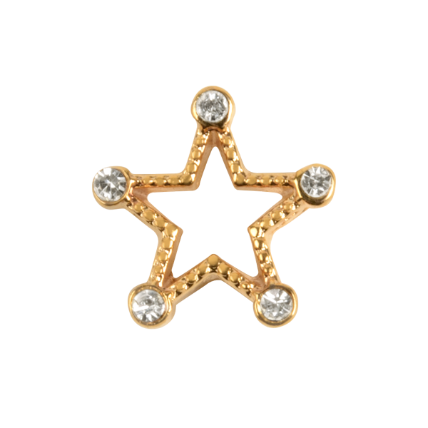CH4167 Gold Star with Crystal Points Charm