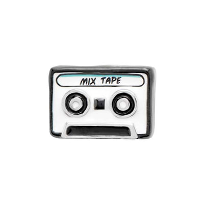 CH4221 Retired White Cassette Mix Audio Tape Charm