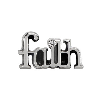 CH5035 Silver "Faith" Charm with a crystal in the "I"