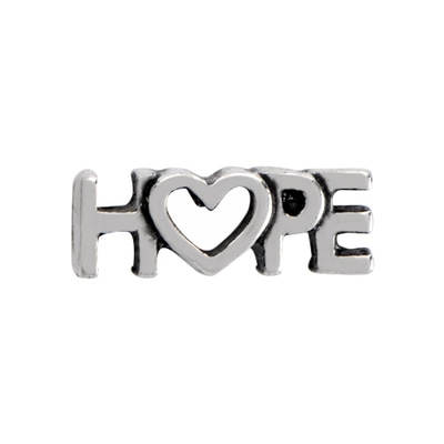 CH5038 Silver "Hope" charm with Heart
