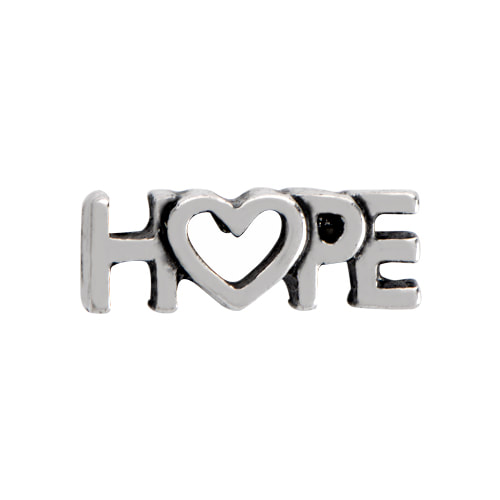 CH5038 Retired Silver "HOPE" Charm with Cutout Heart for the "O"