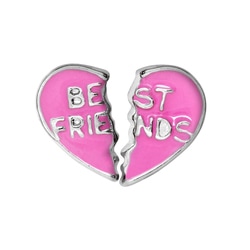 CH6009 Retired Pink Enamel "Best Friends" Two-Piece Heart Charm