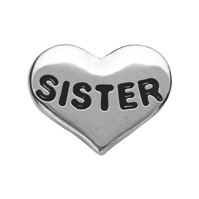CH6022 Retired Silver "Sister" Heart Charm