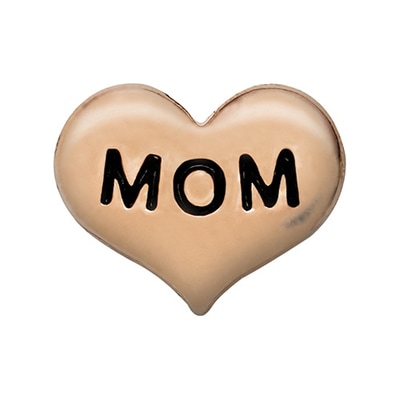 CH6023 Retired Rose Gold "Mom" Heart Charm