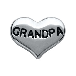 CH6028 Retired Silver "Grandpa" Heart Charm