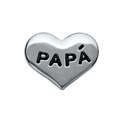 CH6031 Retired Silver "PAPA" Heart Charm. Hispanic version