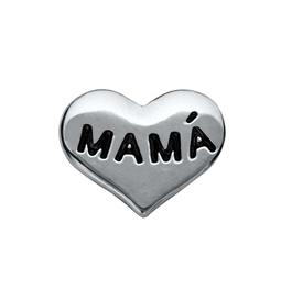 CH6036 Retired Silver "Mama" Heart Charm. Hispanic version.