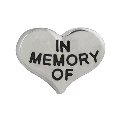 CH6043 Retired Silver "In Memory Of" Heart Charm