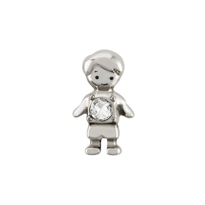 CH6070 Silver Little Boy Charm with Clear Crystal
