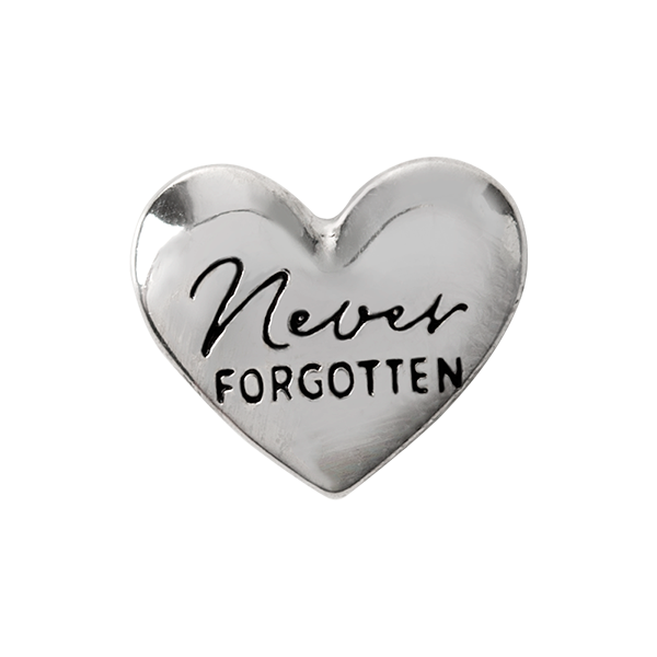 CH6072 Silver "Never Forgotten" Heart Charm