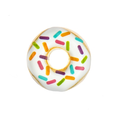 CH7034 Retired White Frosted Donut Charm with Colored Sprinkles