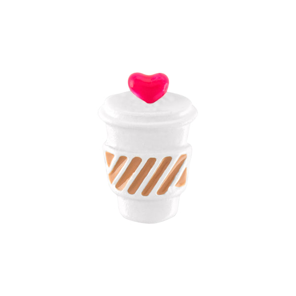 CH7054 Coffee Latte to Go Charm 2nd Edition with Hot Sleeve and Heart on Top