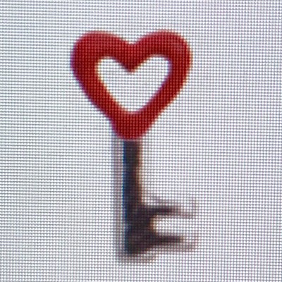 CH9002 Retired Red & Silver Heart Key Charm