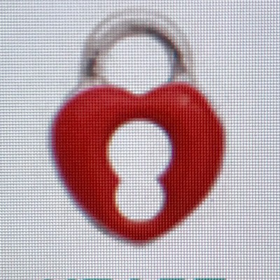 CH9003 Retired Heart Lock Charm in Red and Silver