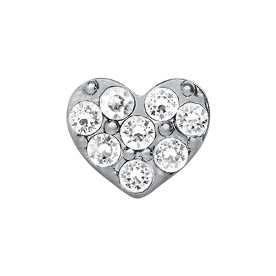 CH9004 Retired Silver Crystal Puffy Heart Charm