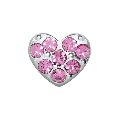 CH9010 Retired Pink Crystal Puffy Heart Charm