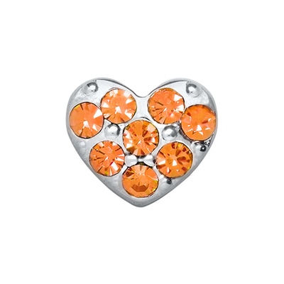 CH9016 Retired Orange Crystal Puffy Heart Charm