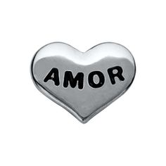 CH9020 Retired Silver Heart Charm with "Amor"