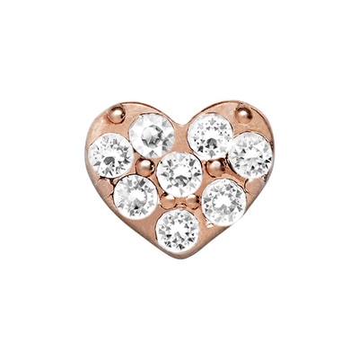 CH9026 Retired Rose Gold Crystal Puffy Heart Charm